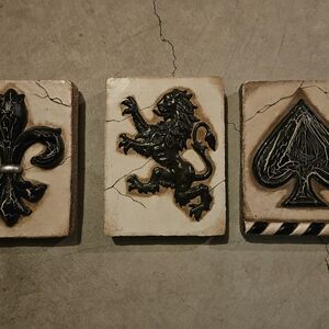 Decorative Wall Plaques with Black Designs